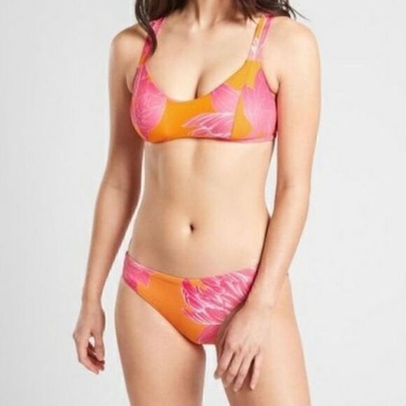 ATHLETA Kailua Mid Rise Bottom, Pink & Orange Floral Print, XL 446807 - Picture 3 of 12